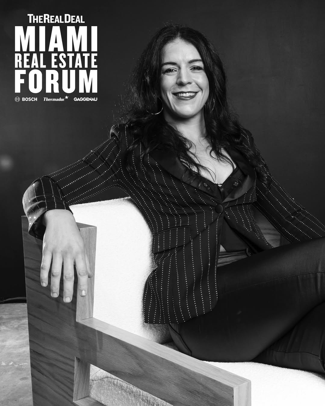 Ana Bozovic at The Real Deal Miami Forum backstage in the speaker area